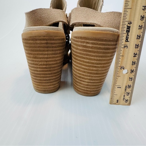 Dolce Vita Rango western style suede mules tan/cream size 11 stacked heel - Picture 10 of 14